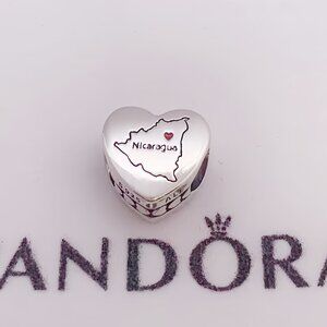 Pandora Nicaragua  Map I love Nicaragua  Heart Charm